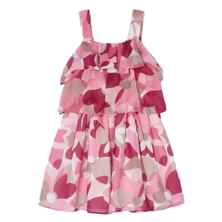 Vestido Tirantes Estampado De Gasa para Niña Color Peonía