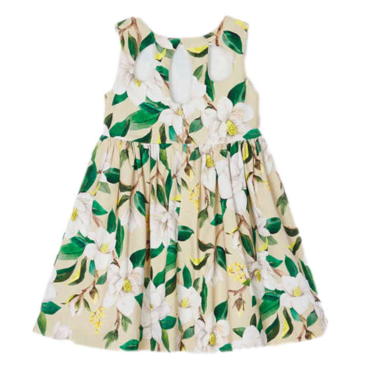 Vestido Estampado De Algodón Para Niña Color Beige