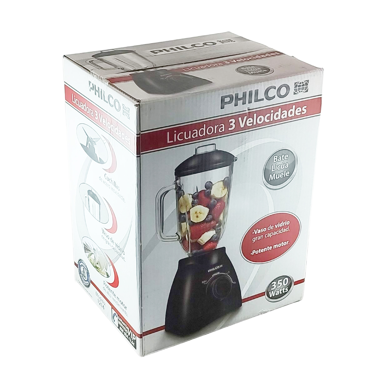 Licuadora 3 velocidades vaso de vidrio Philco 1214
