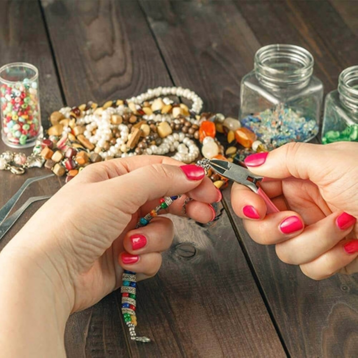 Set Pinzas Para Armado Bisuteria Punta Corte Engarce Plana