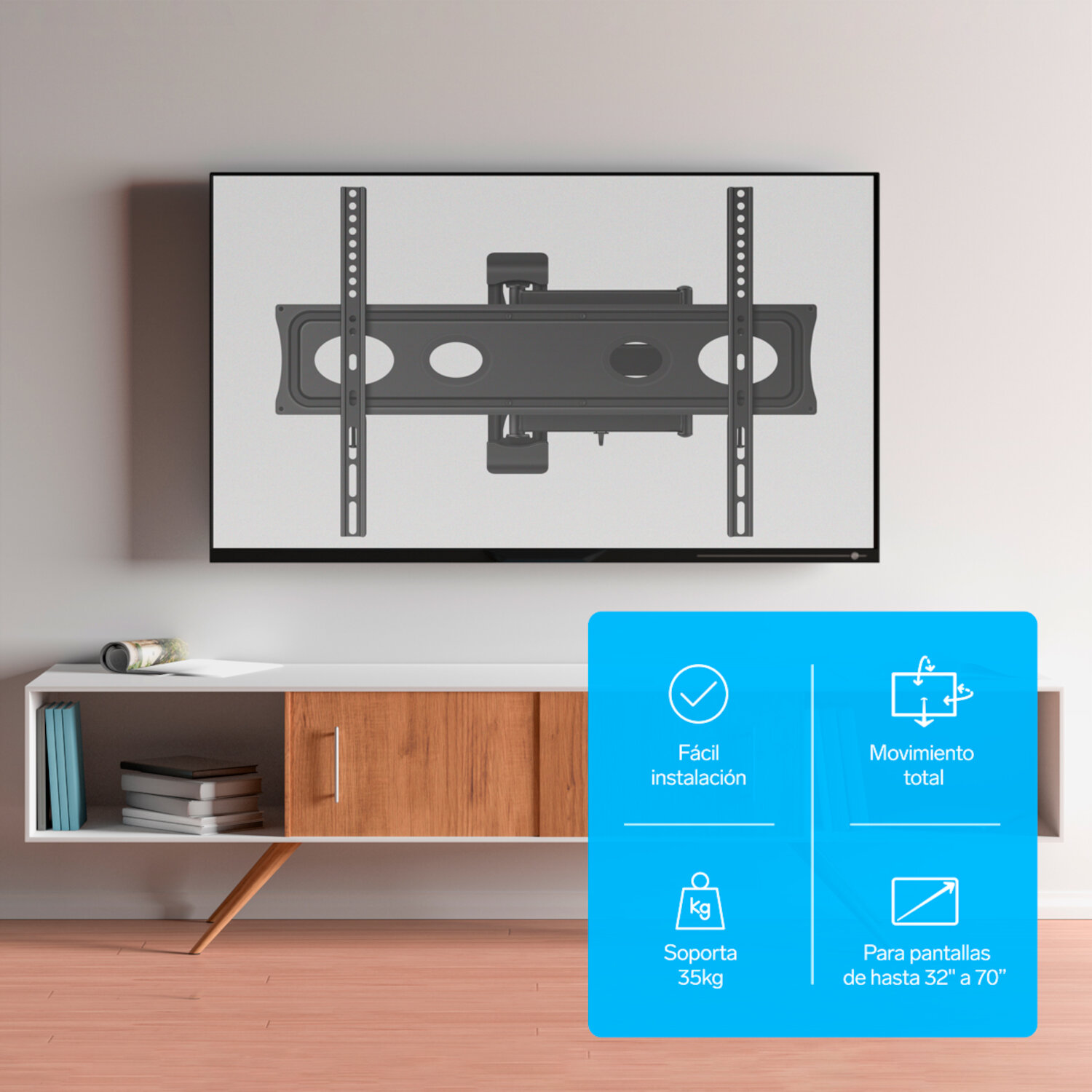 Soporte para pantallas de 32 a 70", con brazo articulado 