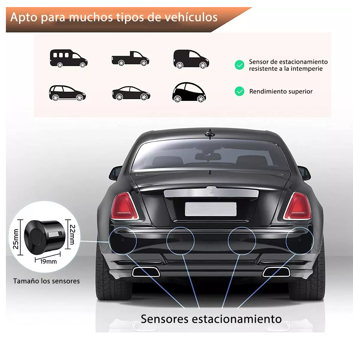 Sistema De Radar De Auto Con 4 Sensores De Estacionamiento