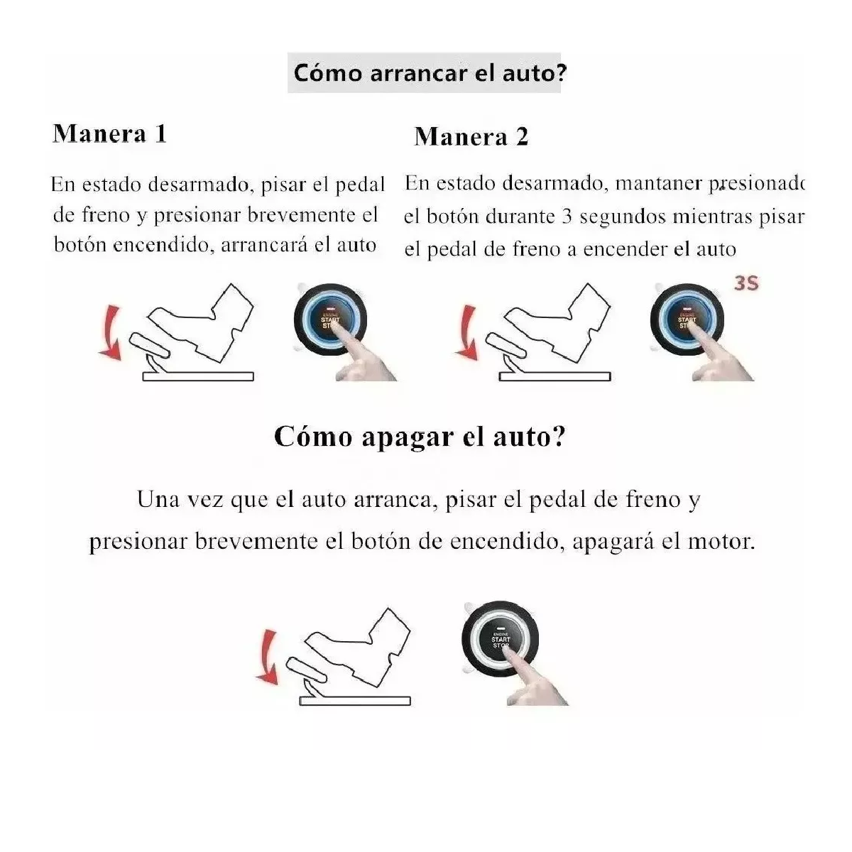 Auto Botón Encendido Arranque Antirobo Start Sin Llave