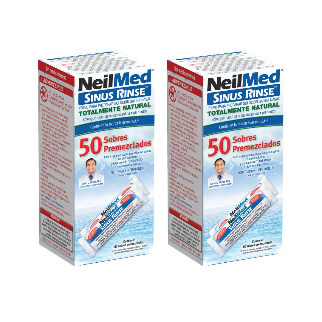 NeilMed Sinus Rinse 50 Sobres Premezclados (2pzs) Inc. Botella