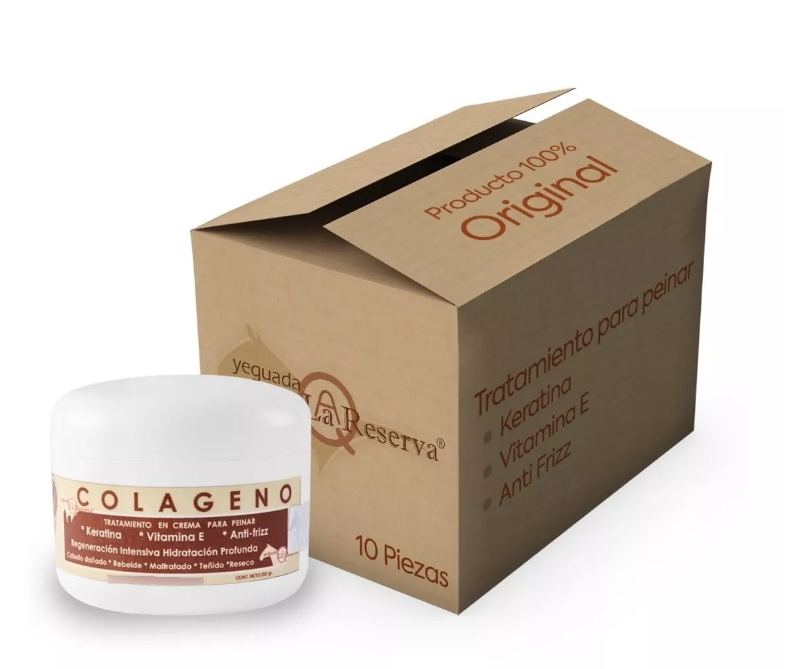 COLÁGENO Crema para peinar Yeguada la Reserva . Colágeno para el cabello , Crema para Cabello con Keratina y Vitamina E . Hidratación Profunda, Anti Frizz y Protección térmica. (10 piezas)