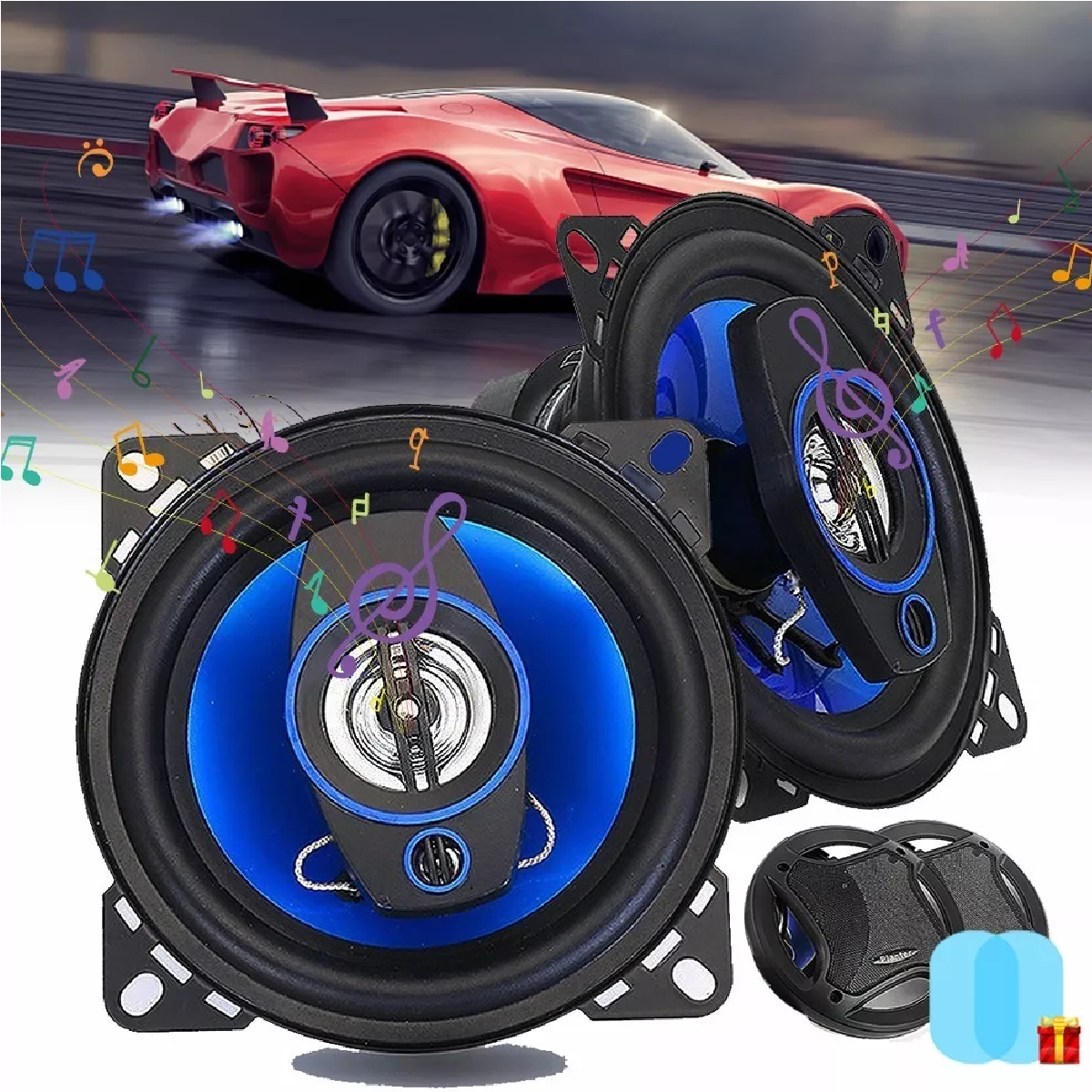 Par Bocinas Para Carro Auto Coaxial Banda Dual 4 Pulgadas