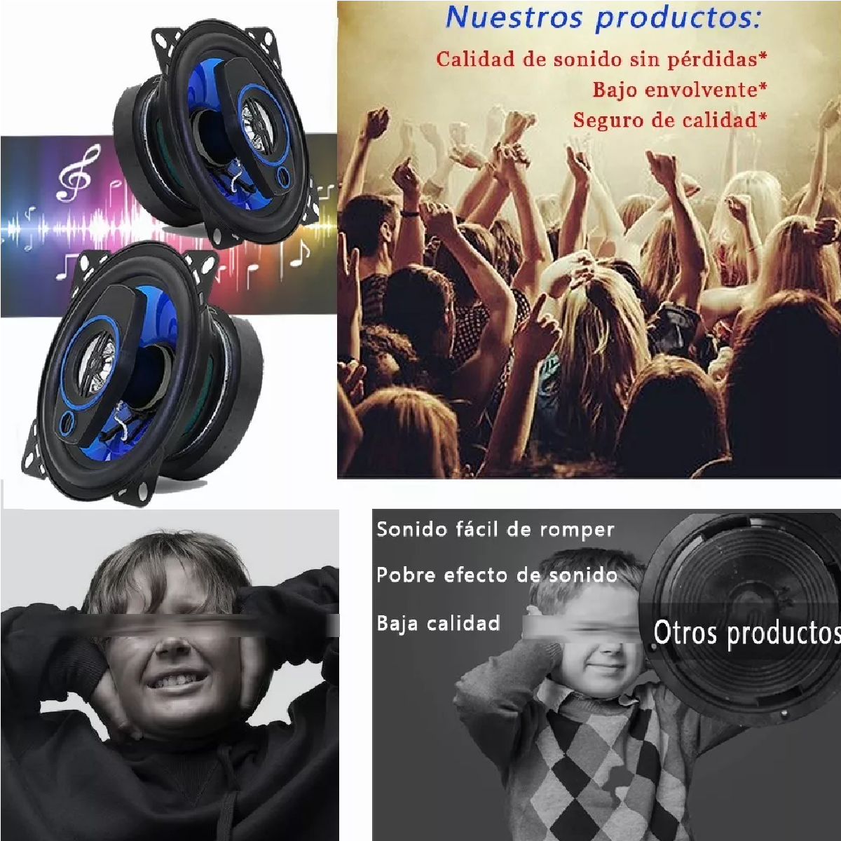 Bocinas 4 Pulgadas Banda Dual Altavoces De 1 Par Mega Power