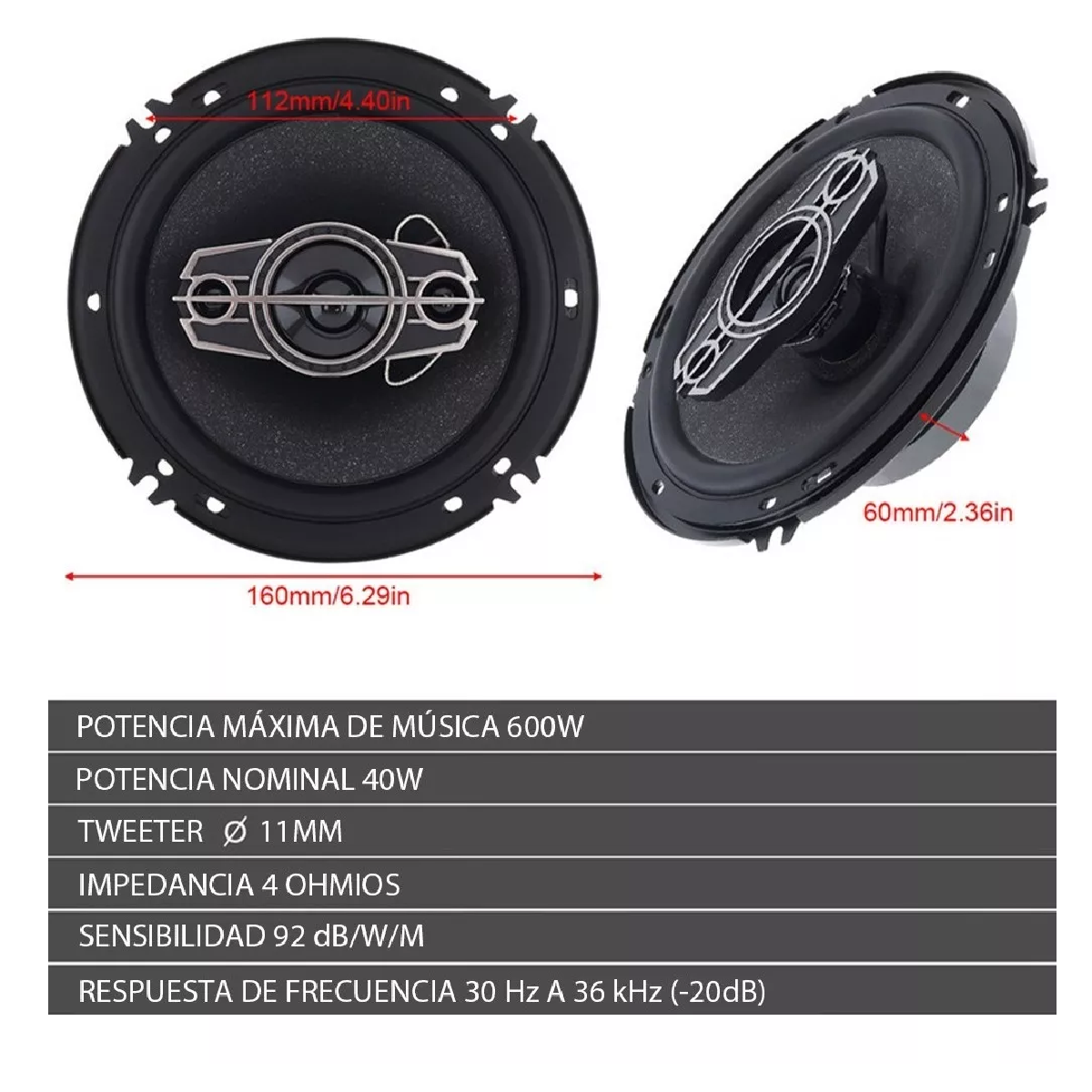 Juego Par Bocinas Altavoz Tweeter Auto Carro Universales