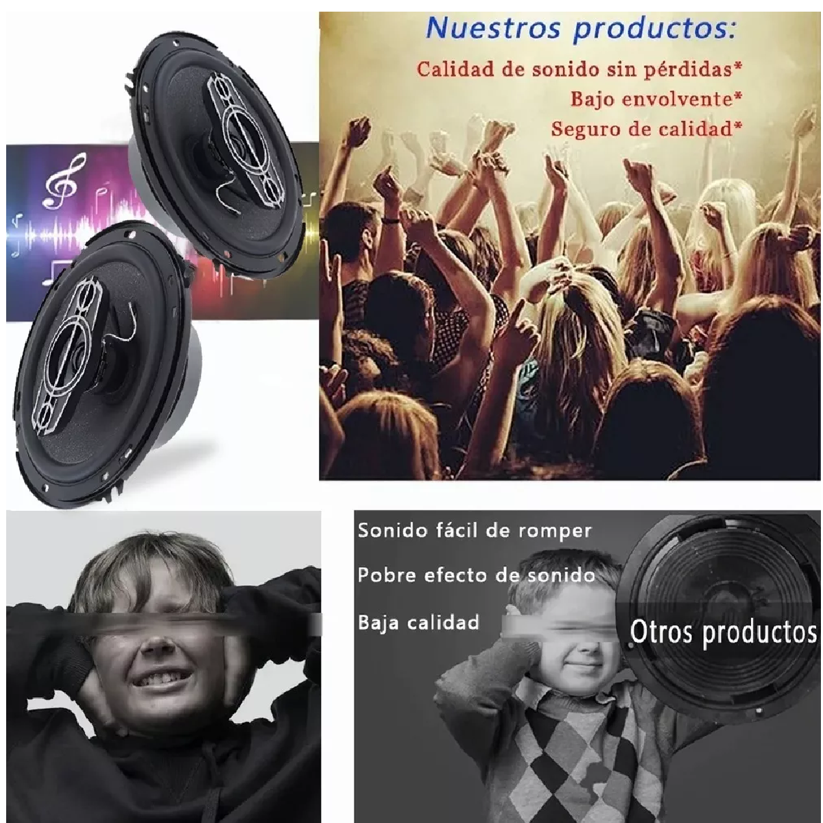 Juego De Bocinas Para Carros  Alta Sensibilidad 350w