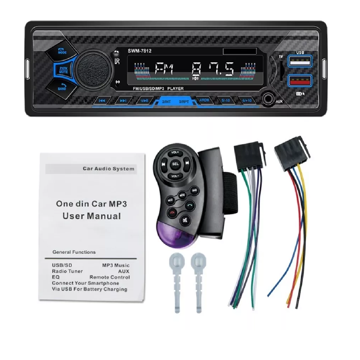 Reproductor Autoestéreo , Control Por Voz Bluetooth Dual Usb