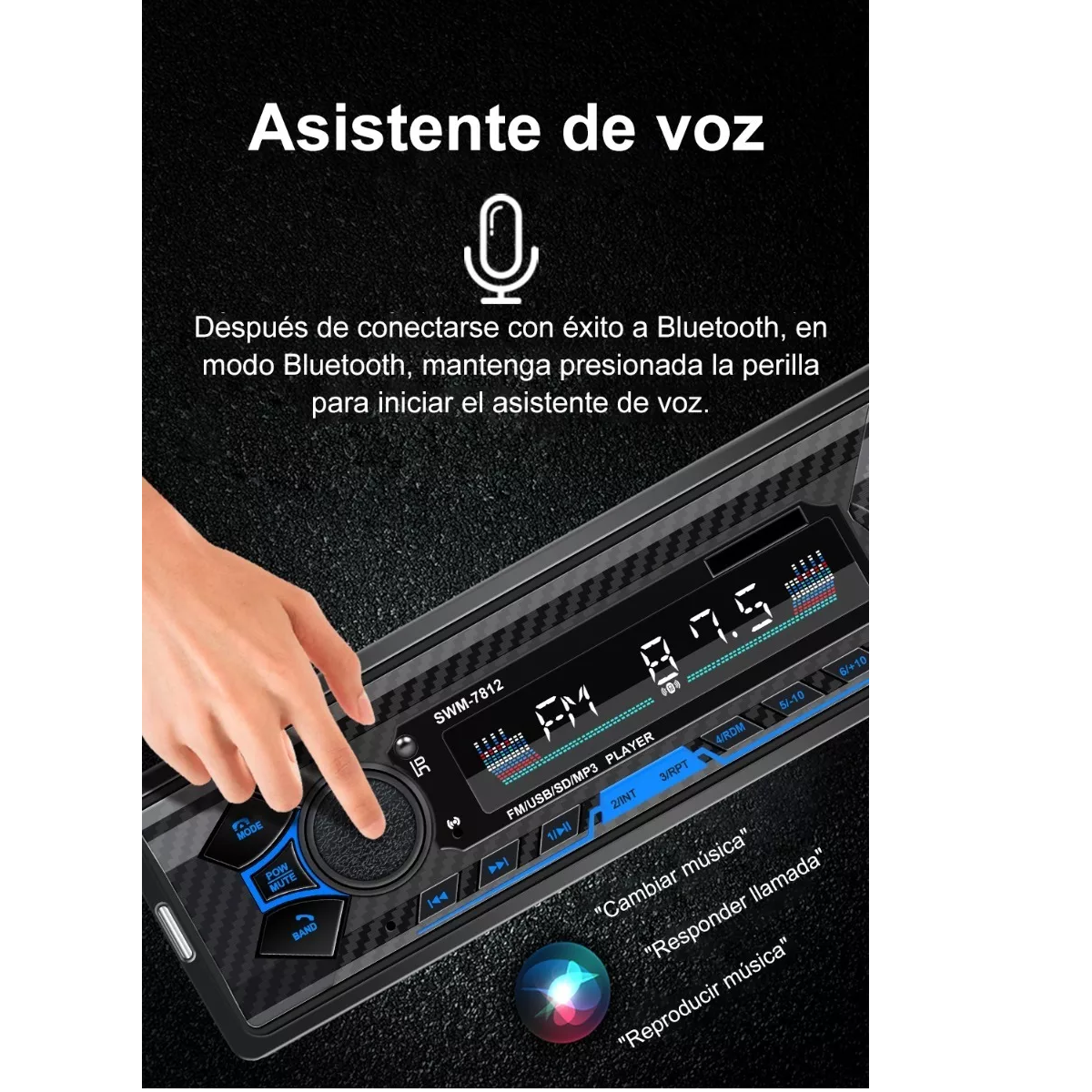 Reproductor Autoestéreo , Control Por Voz Bluetooth Dual Usb
