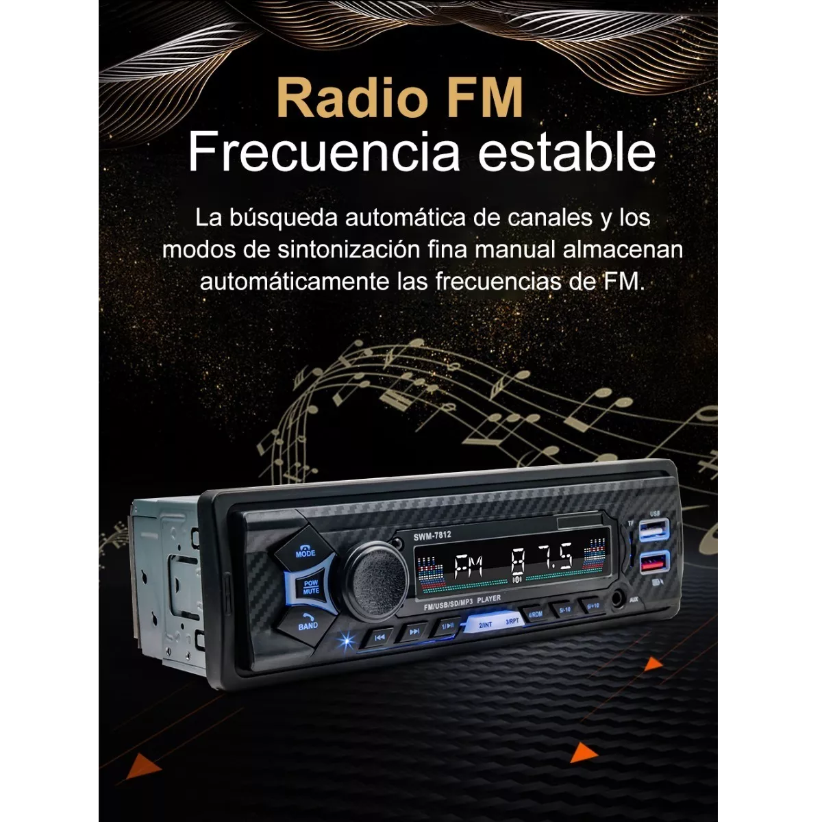 Reproductor Autoestéreo , Control Por Voz Bluetooth Dual Usb