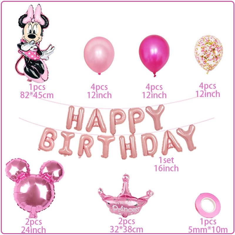 Globo Metálico 31 Pzas Fiesta Decoración Kit Cumple Minnie