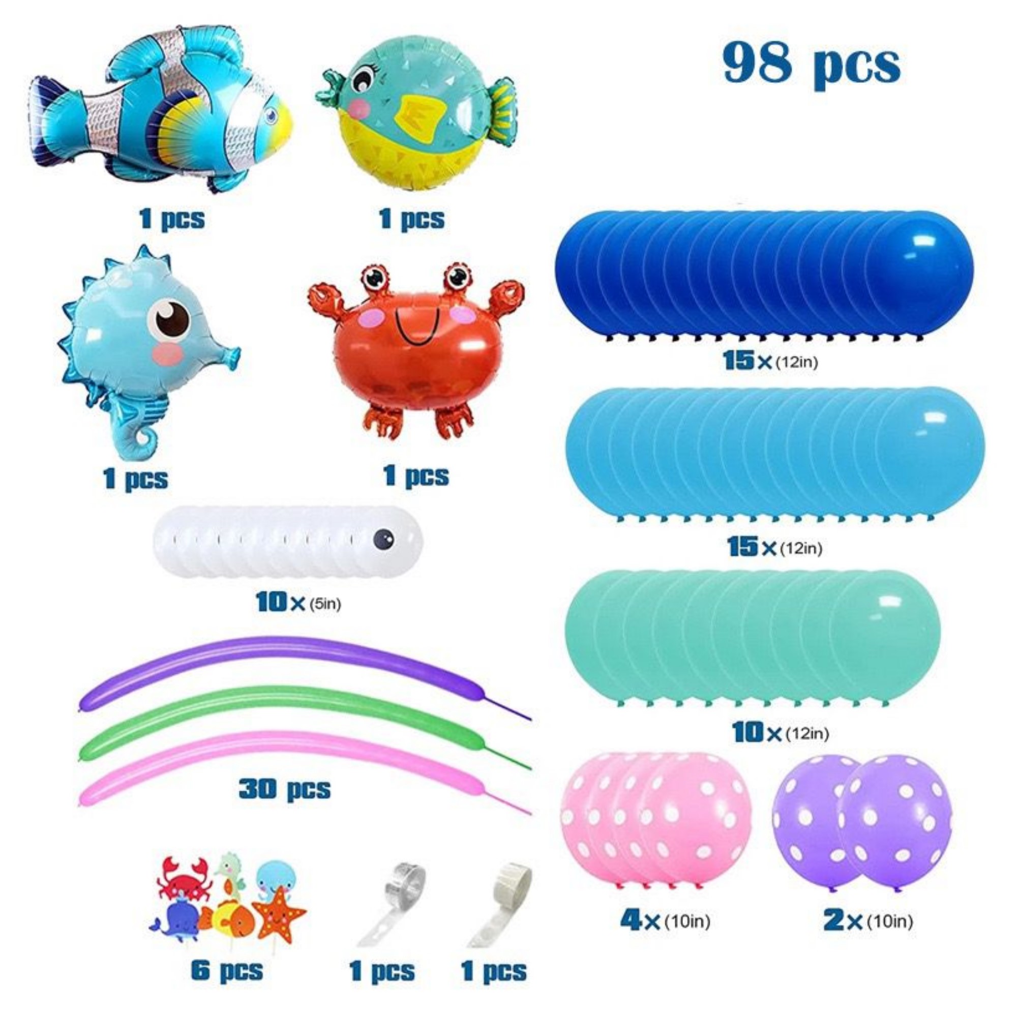 Globos Para Decoración Kit Globos Metálicos Peces Tropical