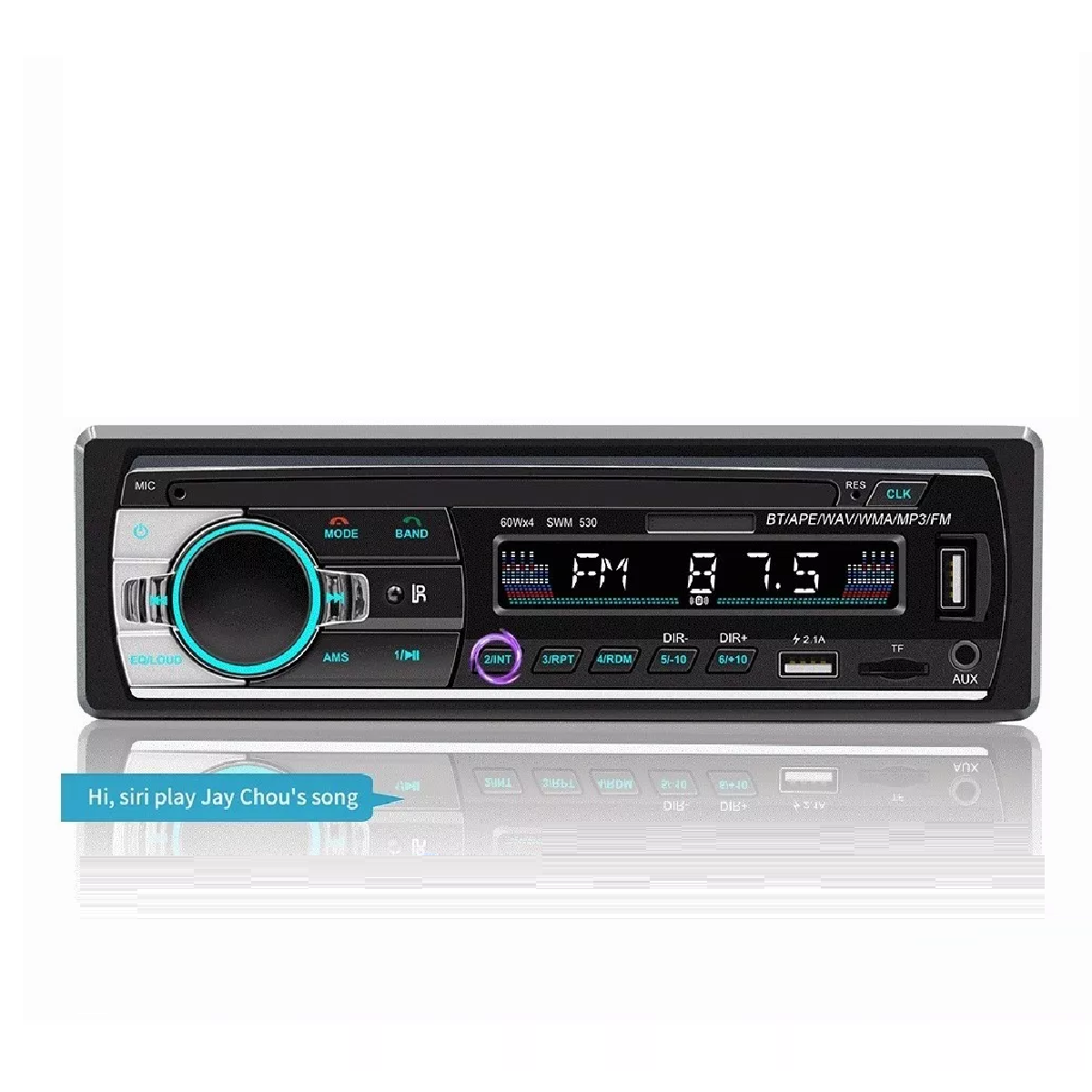 1 Din Car Radio Con Asistente De Voz Radios De Coche Estéreo Audio Música  Estéreo Coche Reproductor De MP3 Soporte AUX FM Audio BT USB SD TF Con Ubica