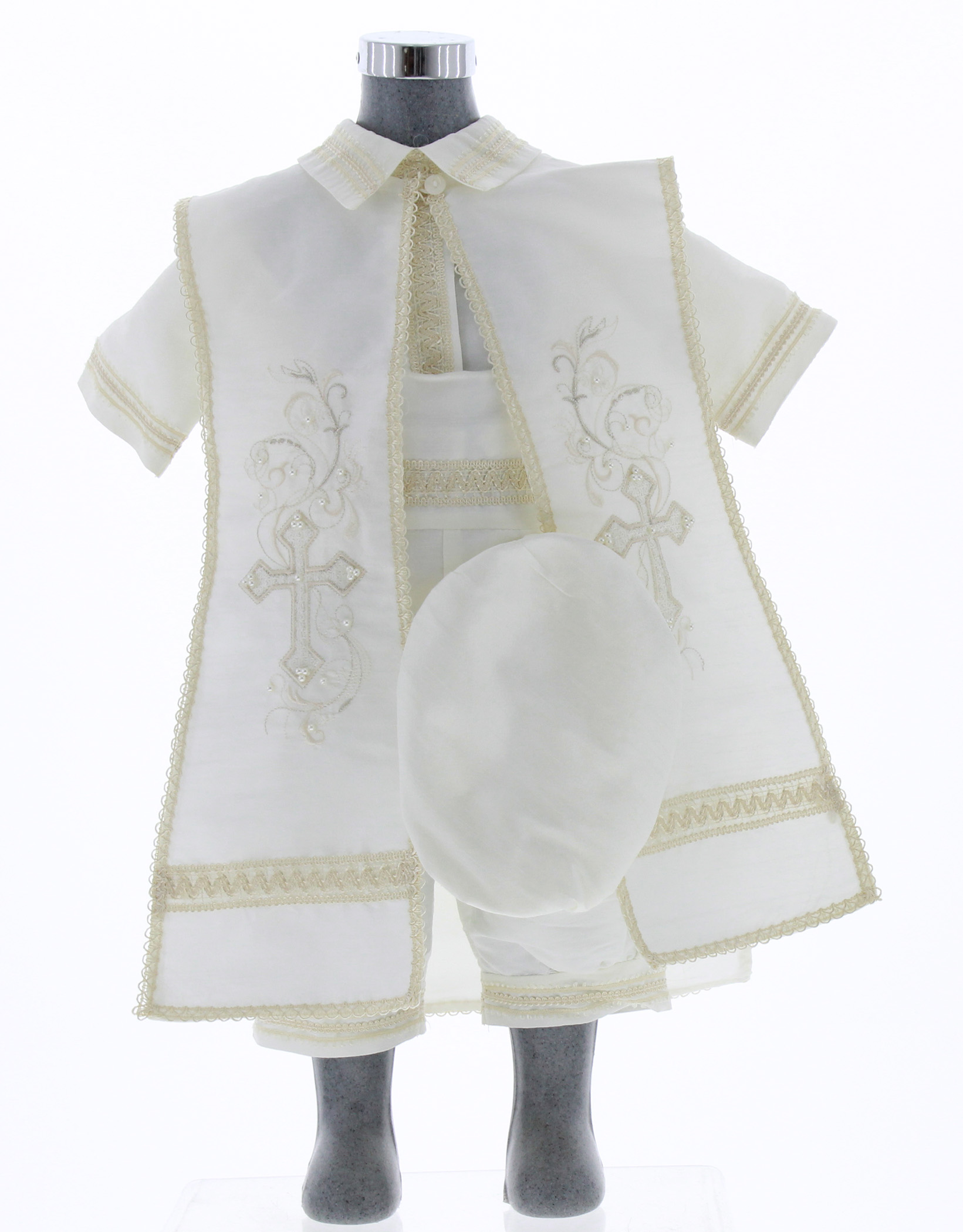 Ropón Bautizo Niño con Kit de Vela y Sabana 3466 0 a 4 Años.