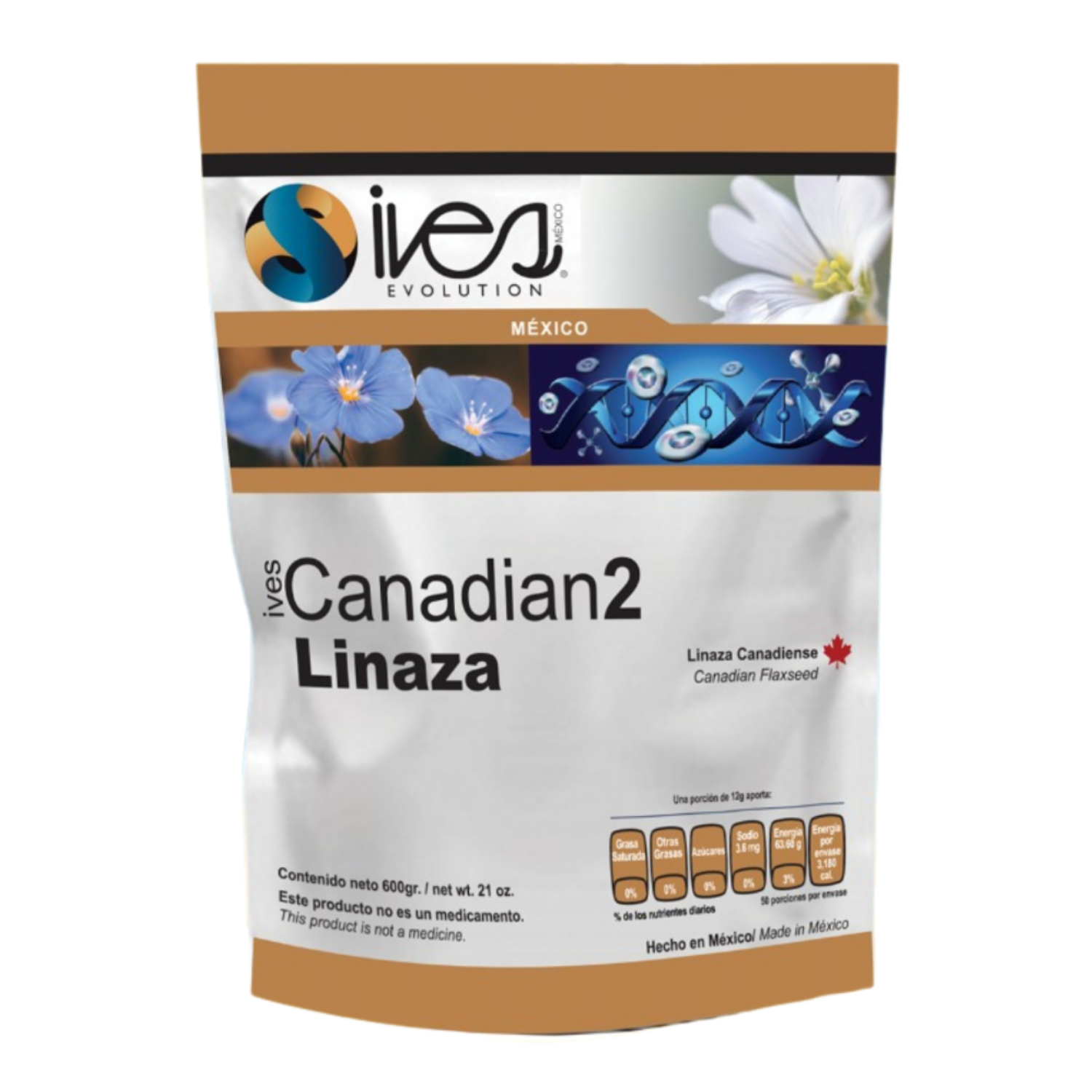 Canadian 2 Ives Evolution México Linaza Canadiense Entera Cultivo Orgánico 600 Gr.