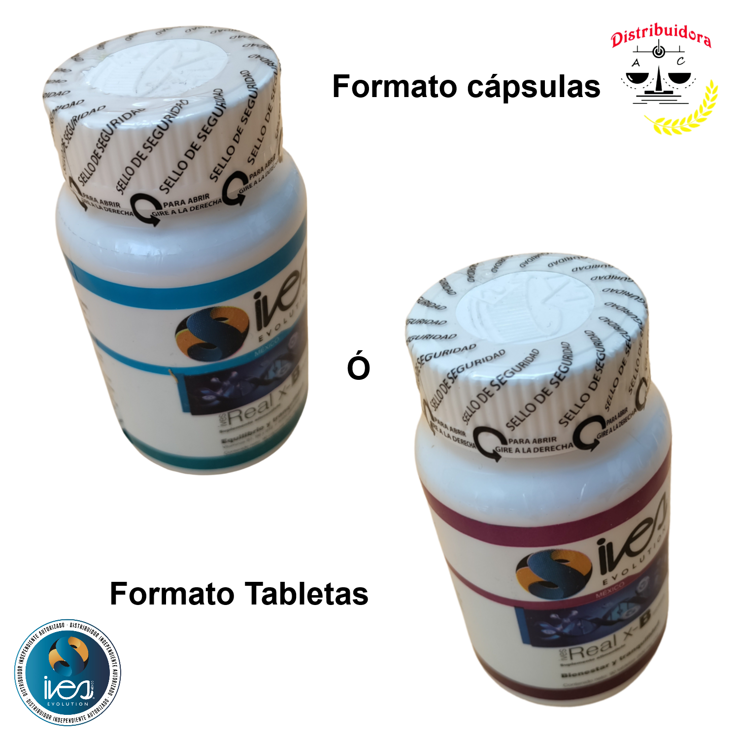 Pasiflora Valeriana 7 azahares Toronjil Tila Vitaminas B1 B6 B12 Ácido Glutámico Real XB Ives Evolution México 90 uds.