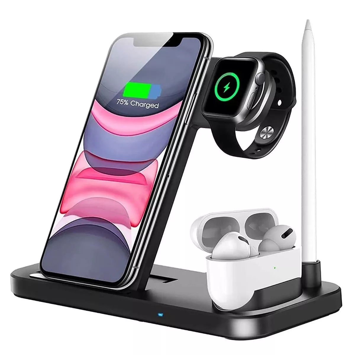 Cargador Inalámbrico 4 En 1 Para Reloj/iPhone/android