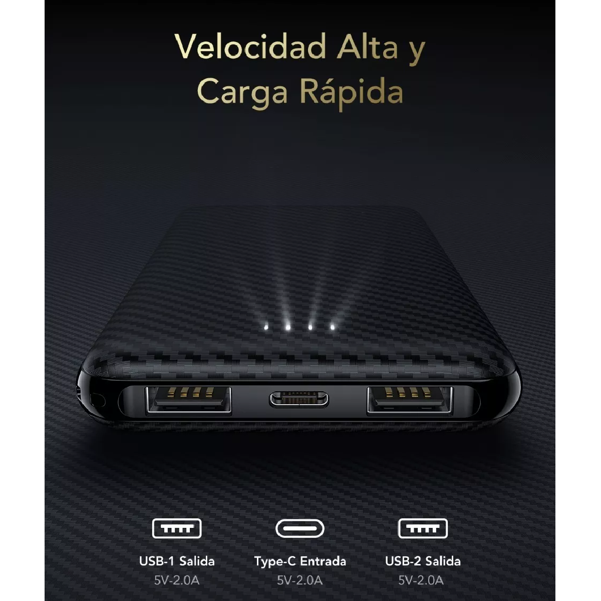 Banco De Energía 10000mah Pila Cargador Portátil