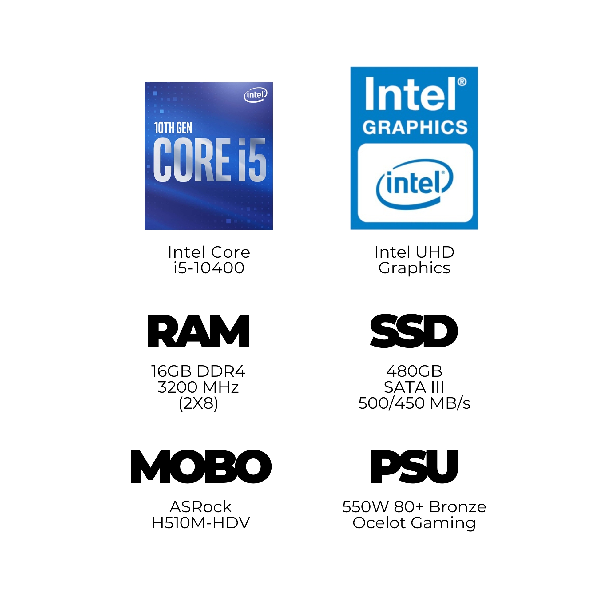 The Boss Gaming Katana Intel Core i5-10400, 16 GB, 480 GB SSD, Windows 10