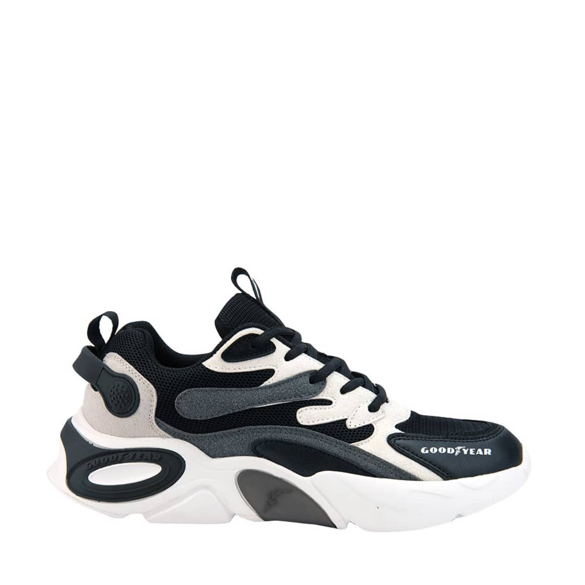 Tenis urbanos Chunky blancos con negro para hombre, marca Goodyear, mod. 1064558