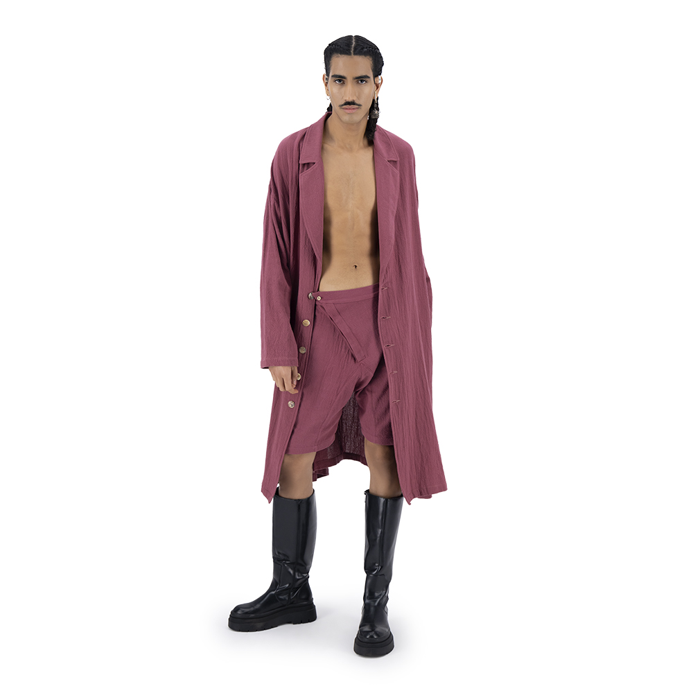 Túnica Colección Merkabá x Alan Wein vino algodón