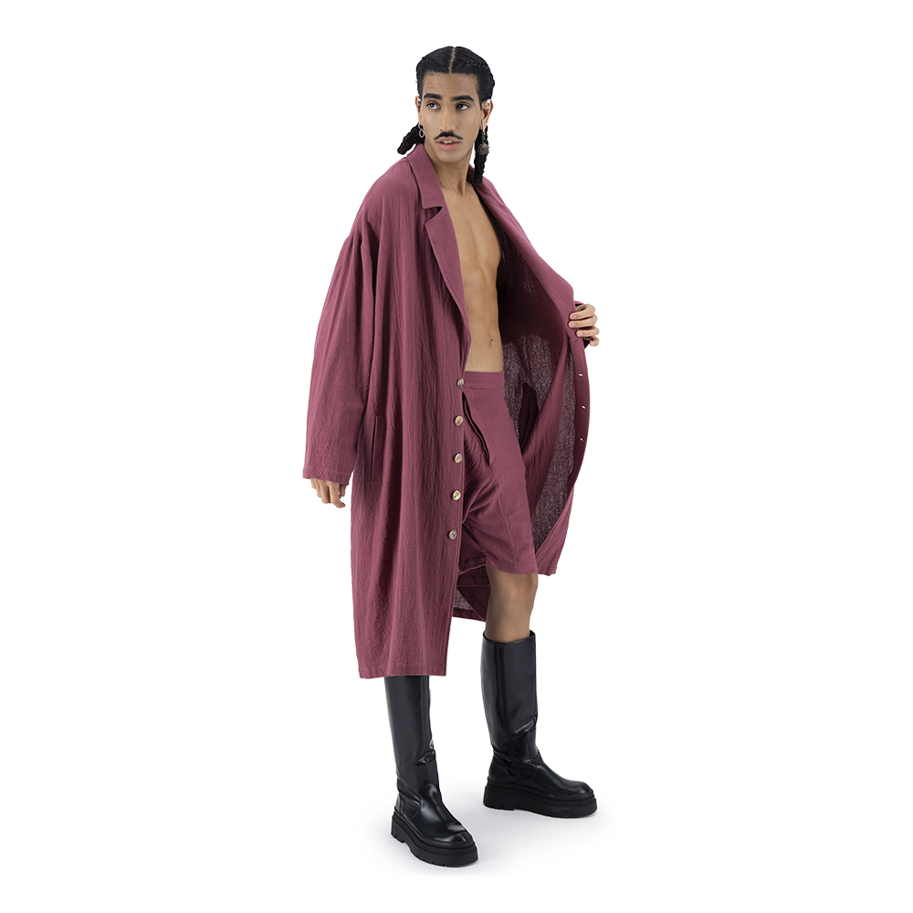 Túnica Colección Merkabá x Alan Wein vino algodón