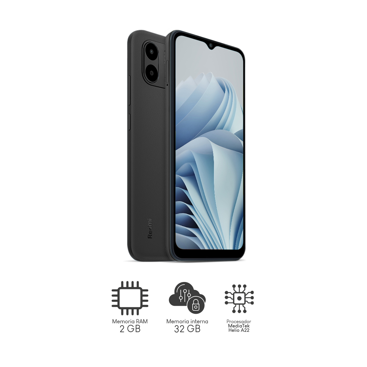 Celular Xiaomi Redmi A1 Helio-A22 4C 2GB 32GB 6.52Pulg HD Dual Sim Pin Europeo Black 