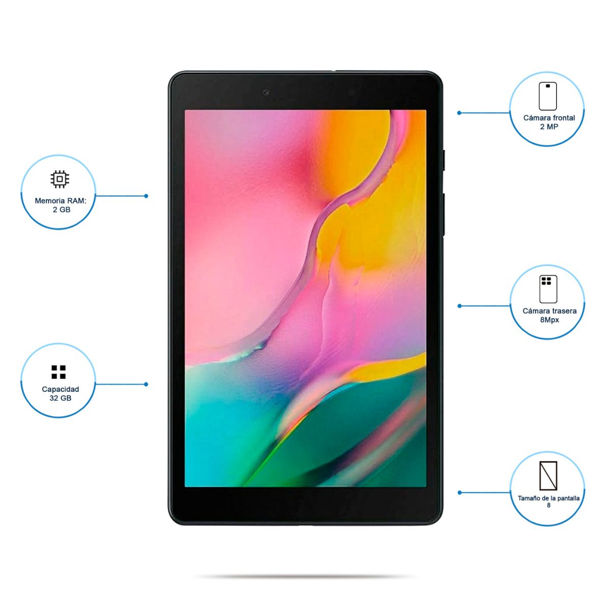 Tablet Samsung Galaxy Tab A8 2019 Quad-Core 2GB 32GB 8Pulg HD Black SM-T295