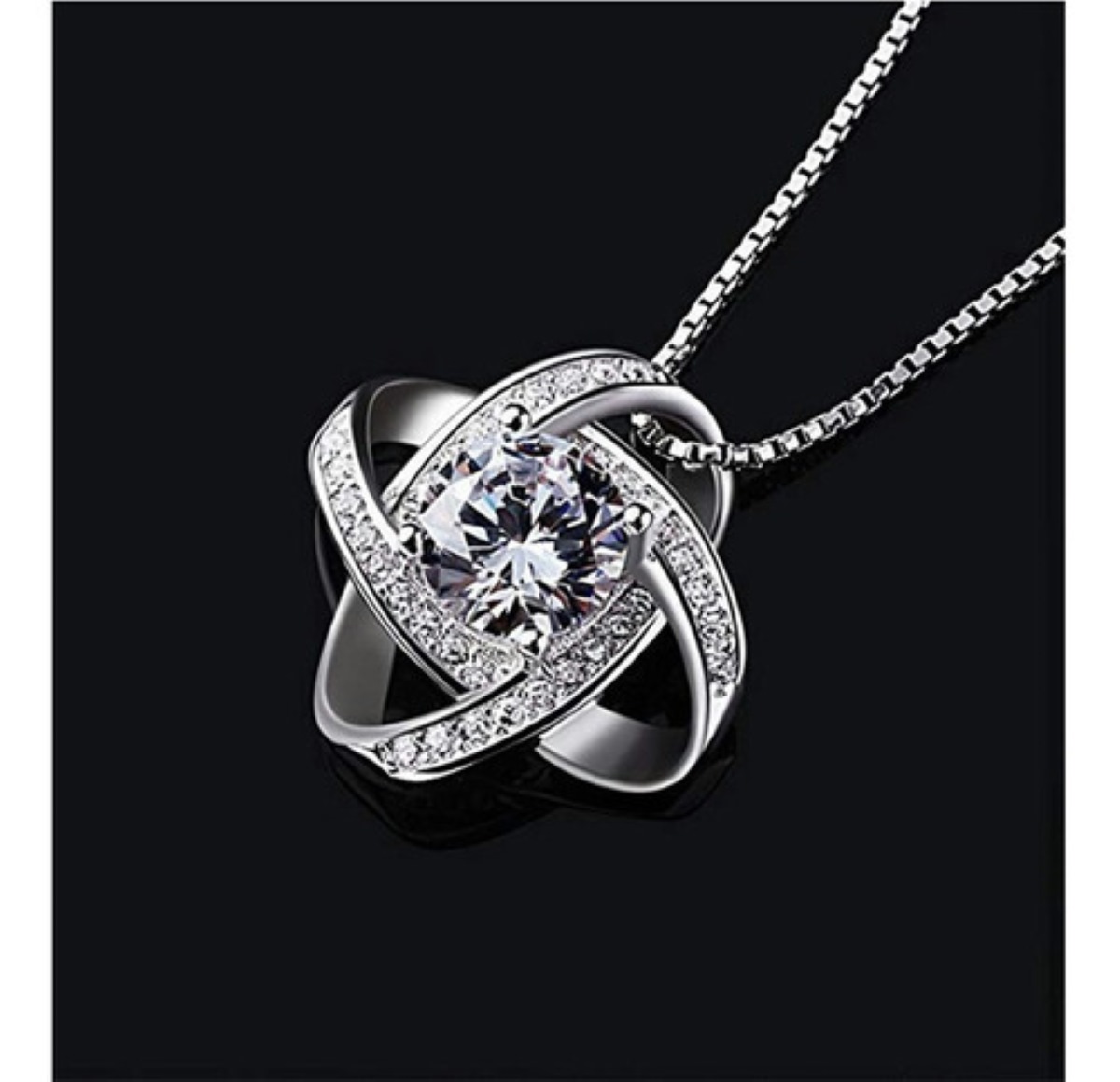 Collar De Plata De Ley 925 Con Zirconia-colgante De Damas