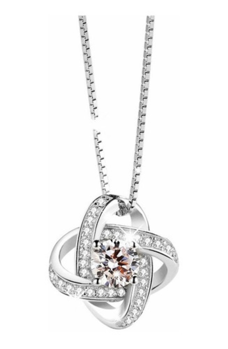 Collar De Plata De Ley 925 Con Zirconia-colgante De Damas