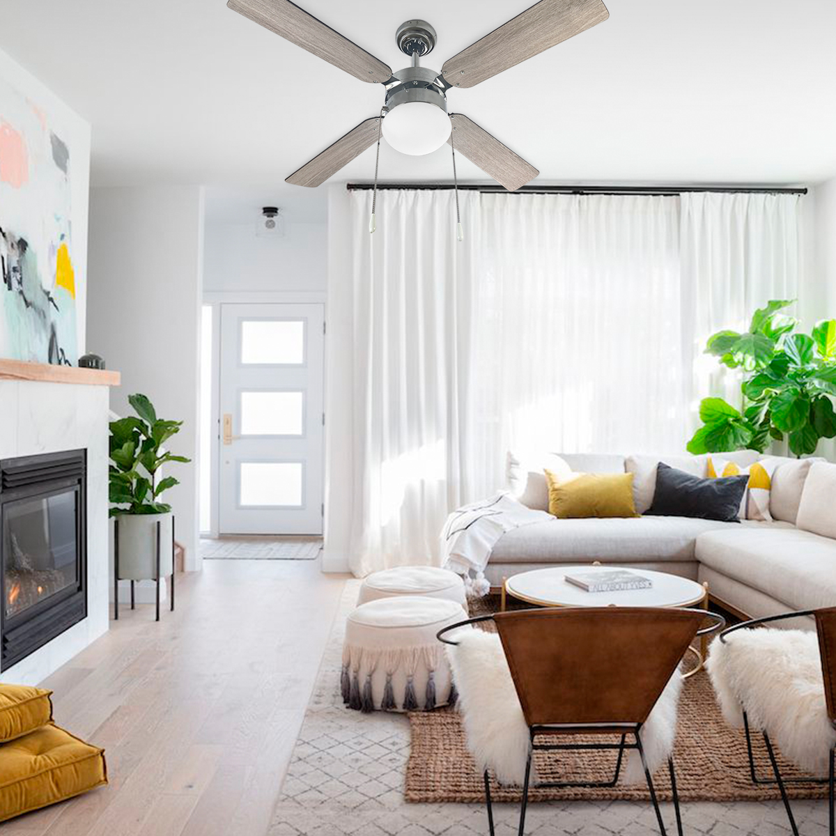 Ventilador de techo 42 pulgadas madera Álamo Gris Beckon