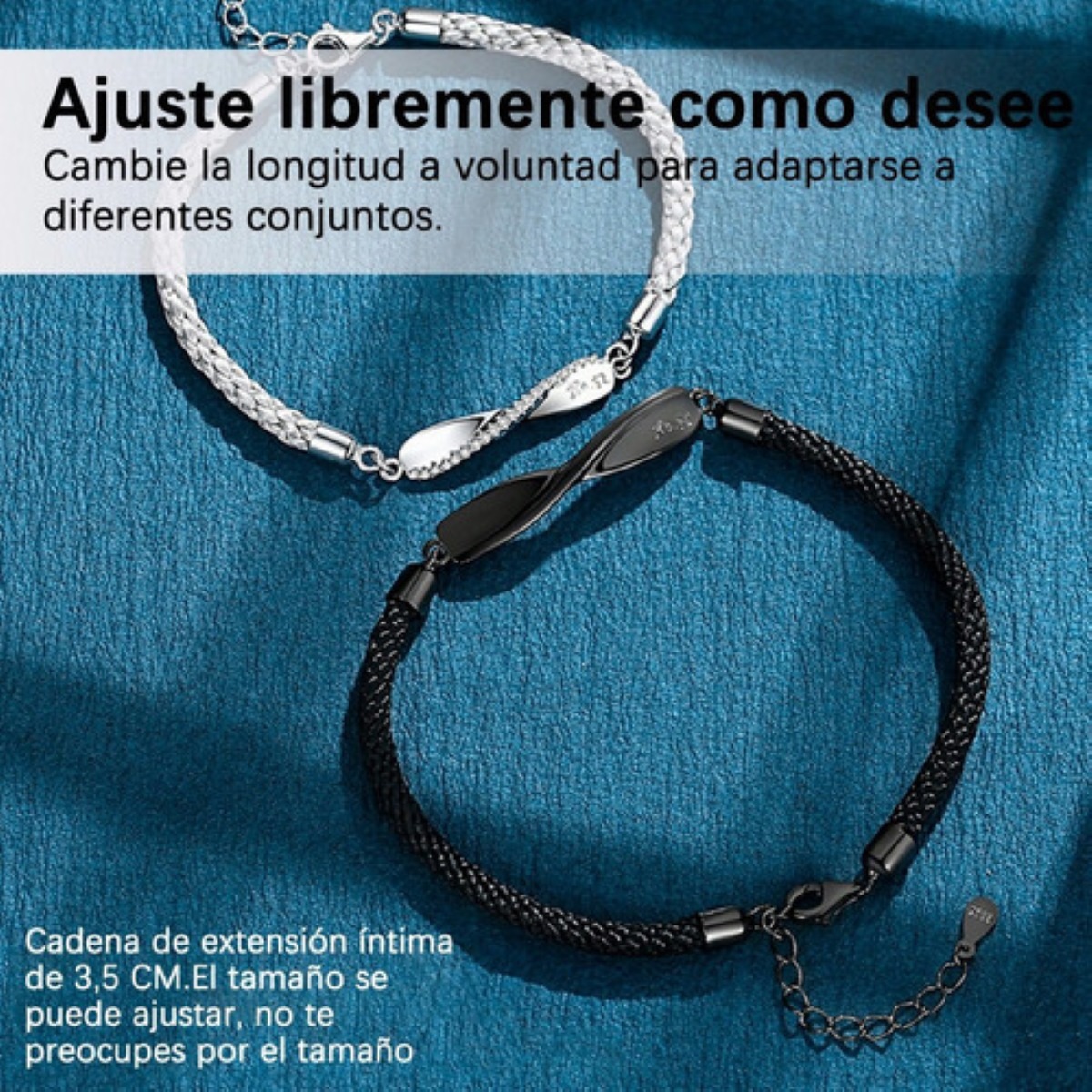 Pulseras para Pareja Par Negro con Plateado
