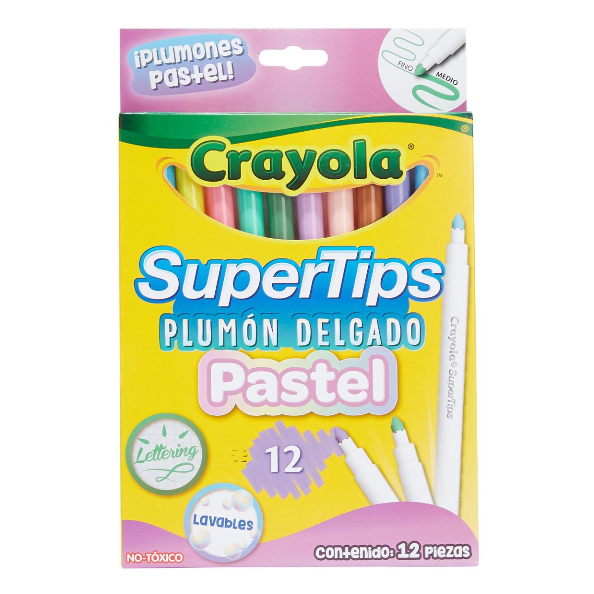 Plumones Crayola Super Tips Pastel 12 pzas