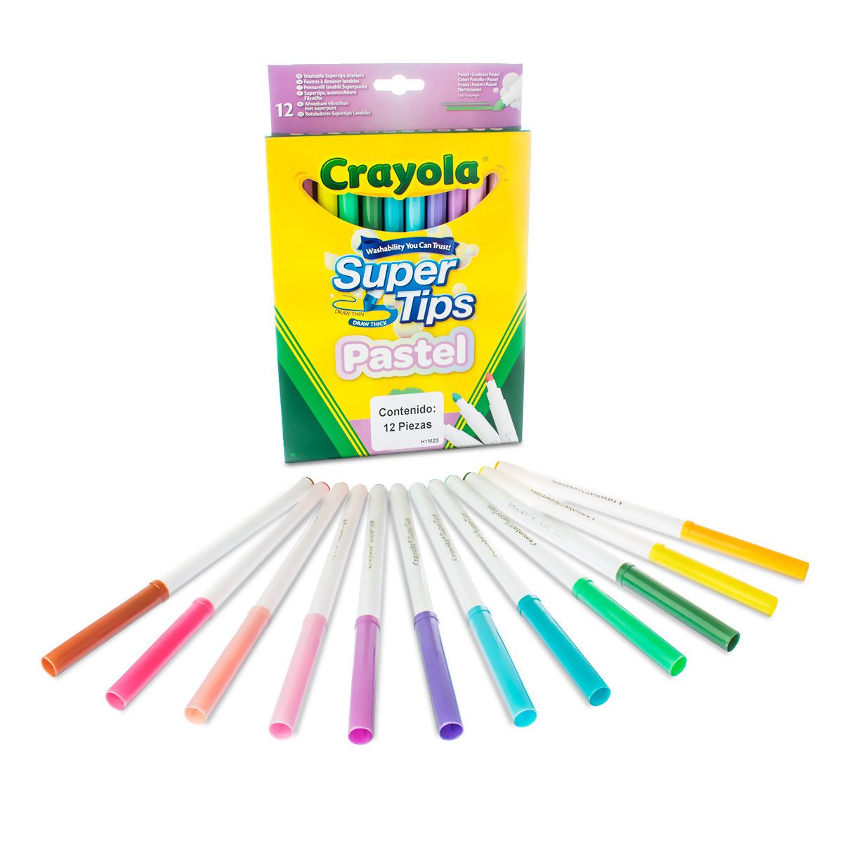 Plumones Super Tips Crayola de Colores pastel 12 pzas