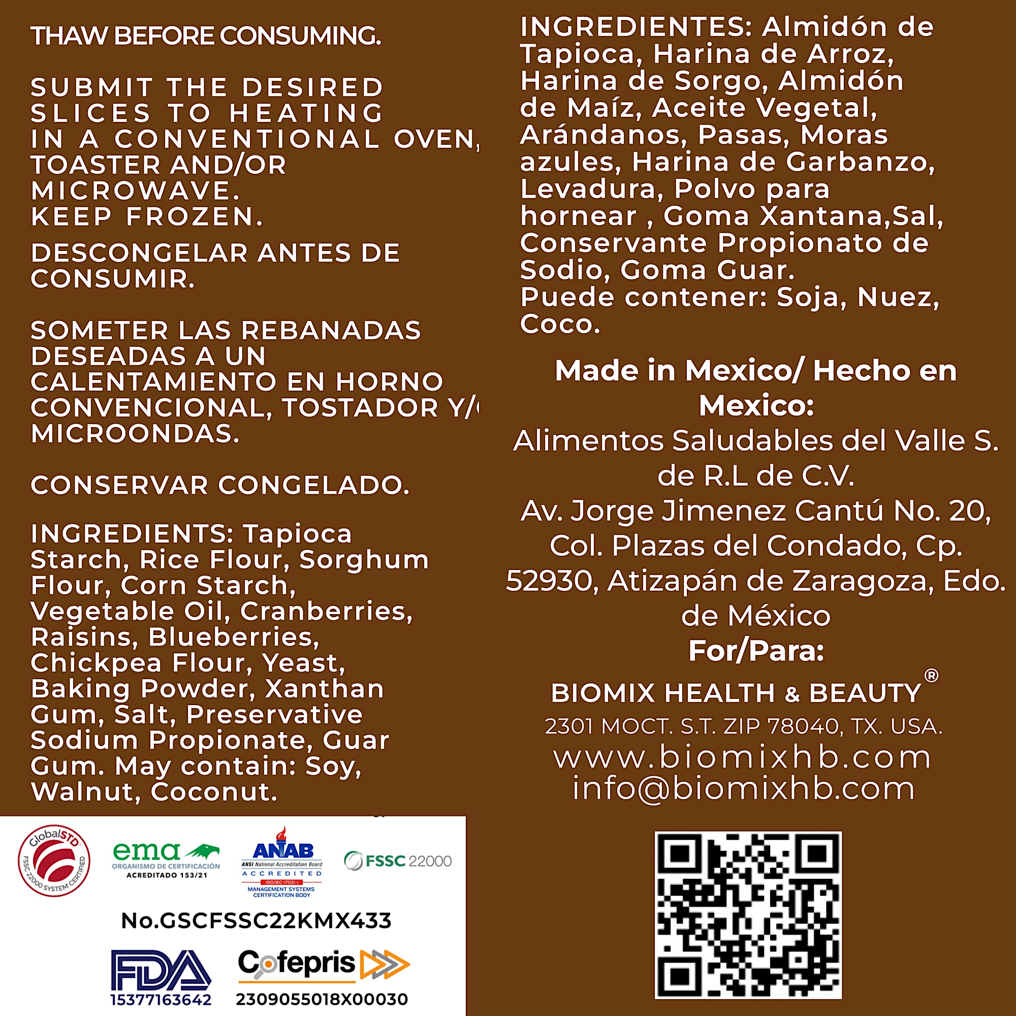 Pan Multigranos Certificado Sin Gluten, Lácteos Ni Huevo con Frutos Rojos 860 Gr Vegano, F.D.A Keto Friendly