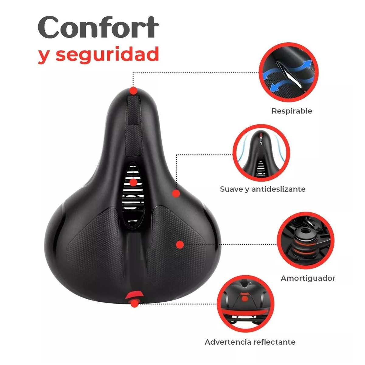 Asiento Sillin Bicicleta Mtb Cojin Suave Comodo Prostatico