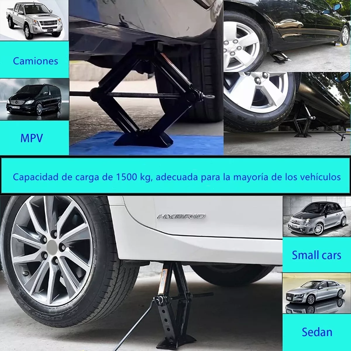 Gato Mecanico Tijera 1500 Kg Manual Carro Chico