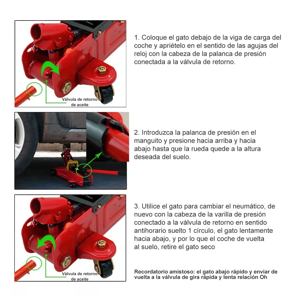 Gato Hidráulico Automotriz Portátil Tipo Patín Estabilidad