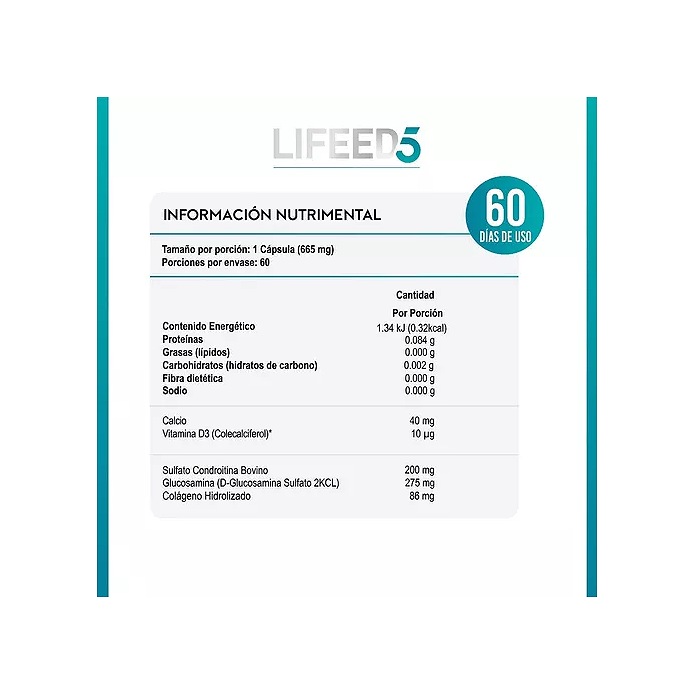 Lifeed Articulación Glucosamina Condroitina Colágeno Calcio