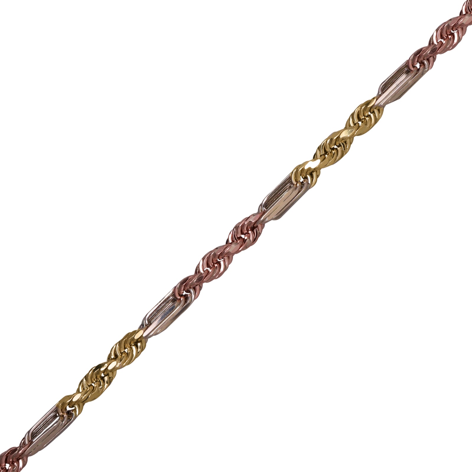 Pulsera Torzal Figaro Esclava Oro 10k Italiano 18cm - 3.6mm