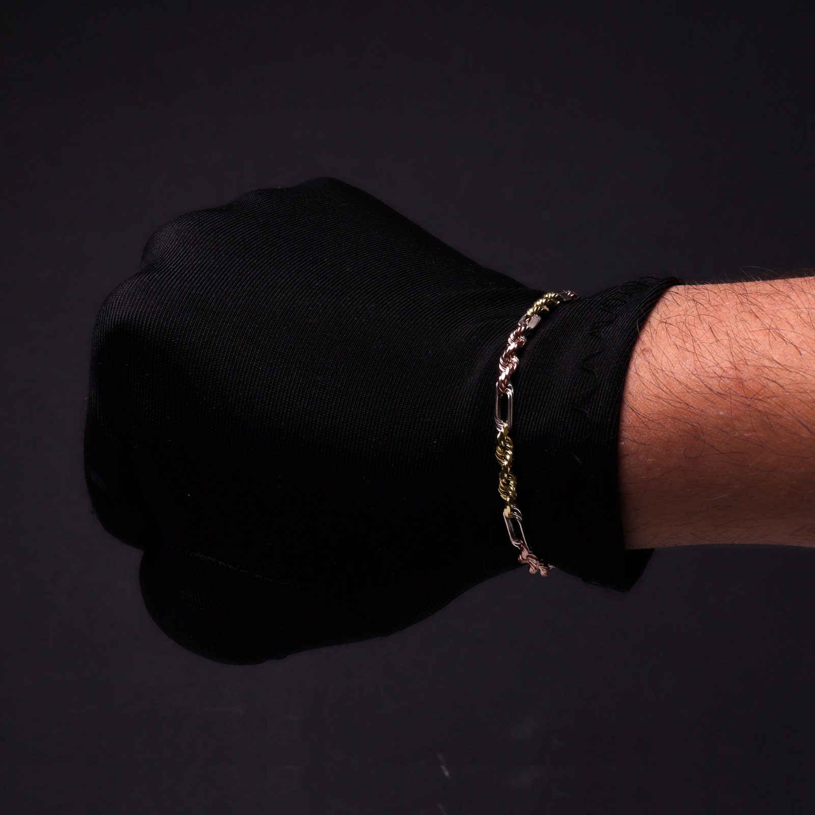 Pulsera Torzal Figaro Esclava Oro 10k Italiano 18cm - 3.6mm