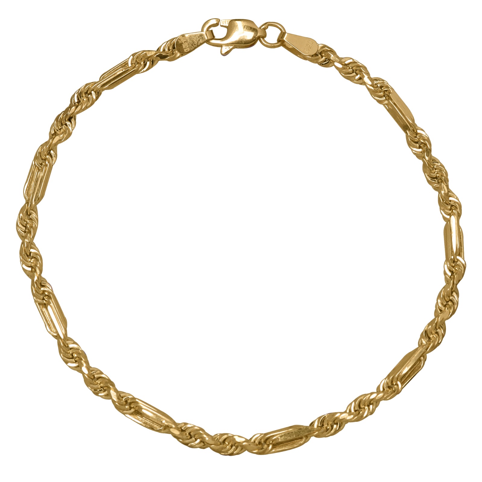 Pulsera Torzal Figaro Esclava Oro 10k Italiano 18cm - 3mm