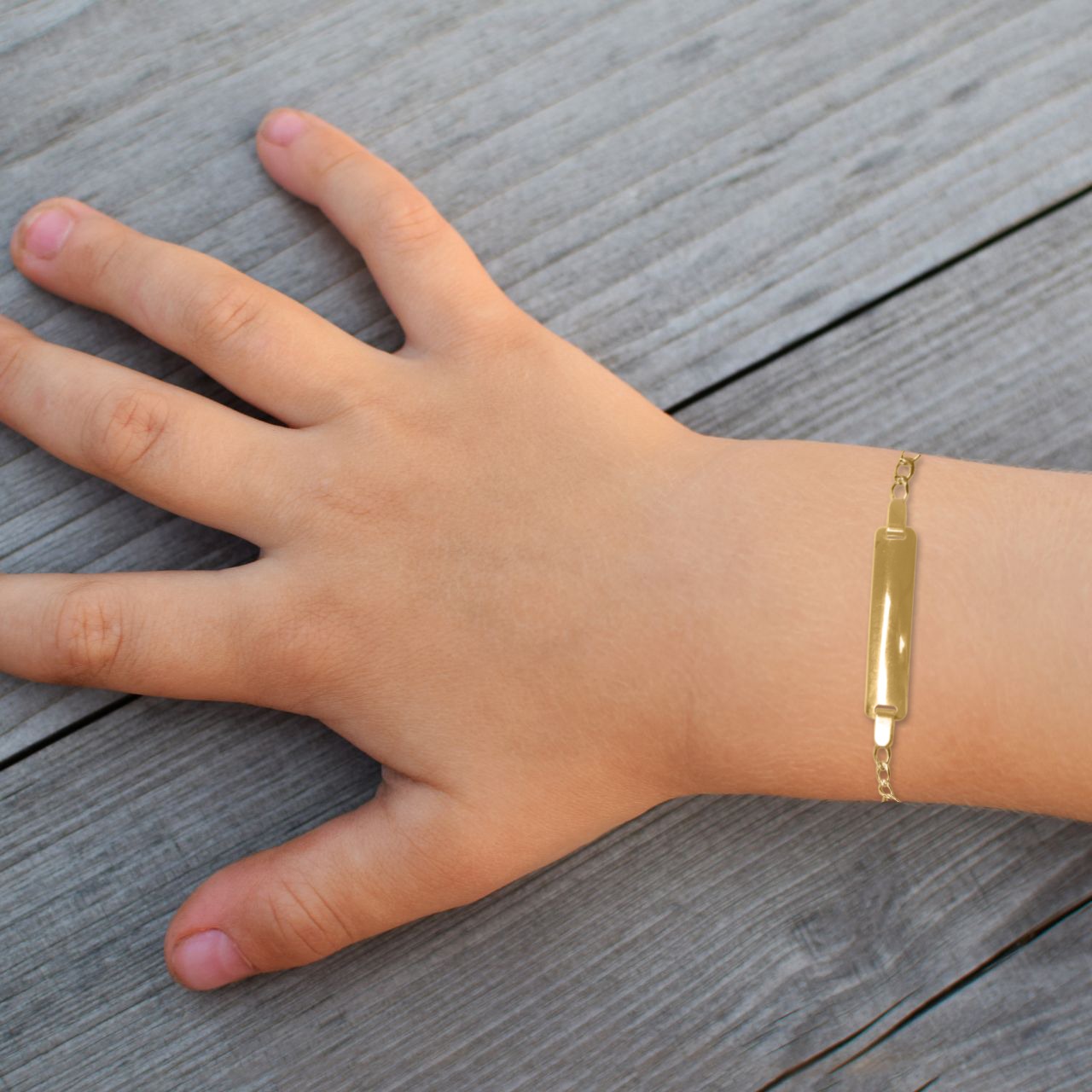 Pulsera Figaro Esclava Oro 10k Niño Italiano 14cm - 5.6mm.