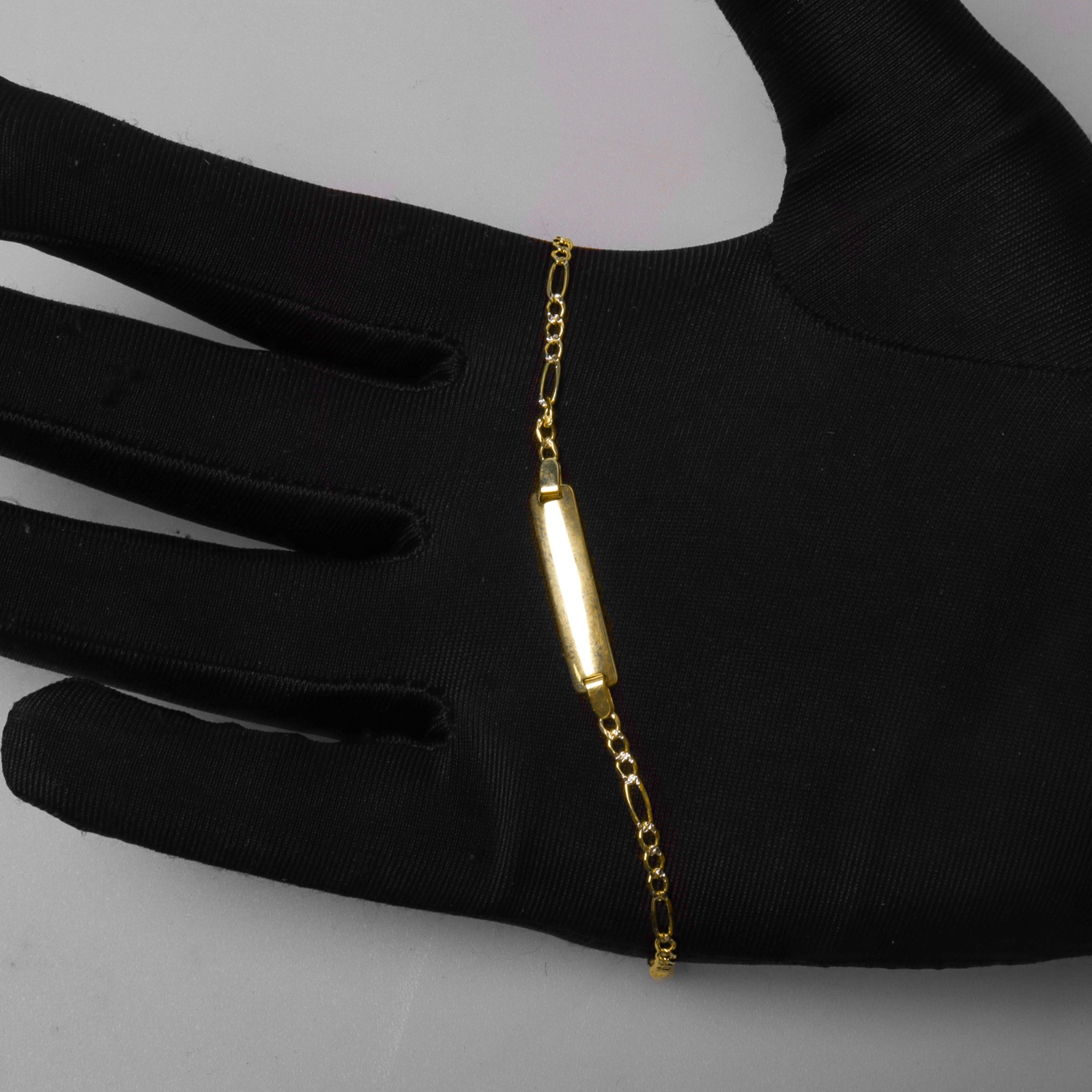 Pulsera Figaro Esclava Oro 10k Niño Italiano 14cm - 5.6mm.