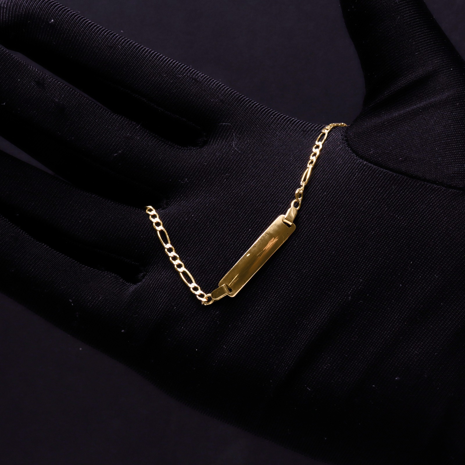 Pulsera Figaro Esclava Oro 10k Niño Italiano 14cm - 5.6mm.