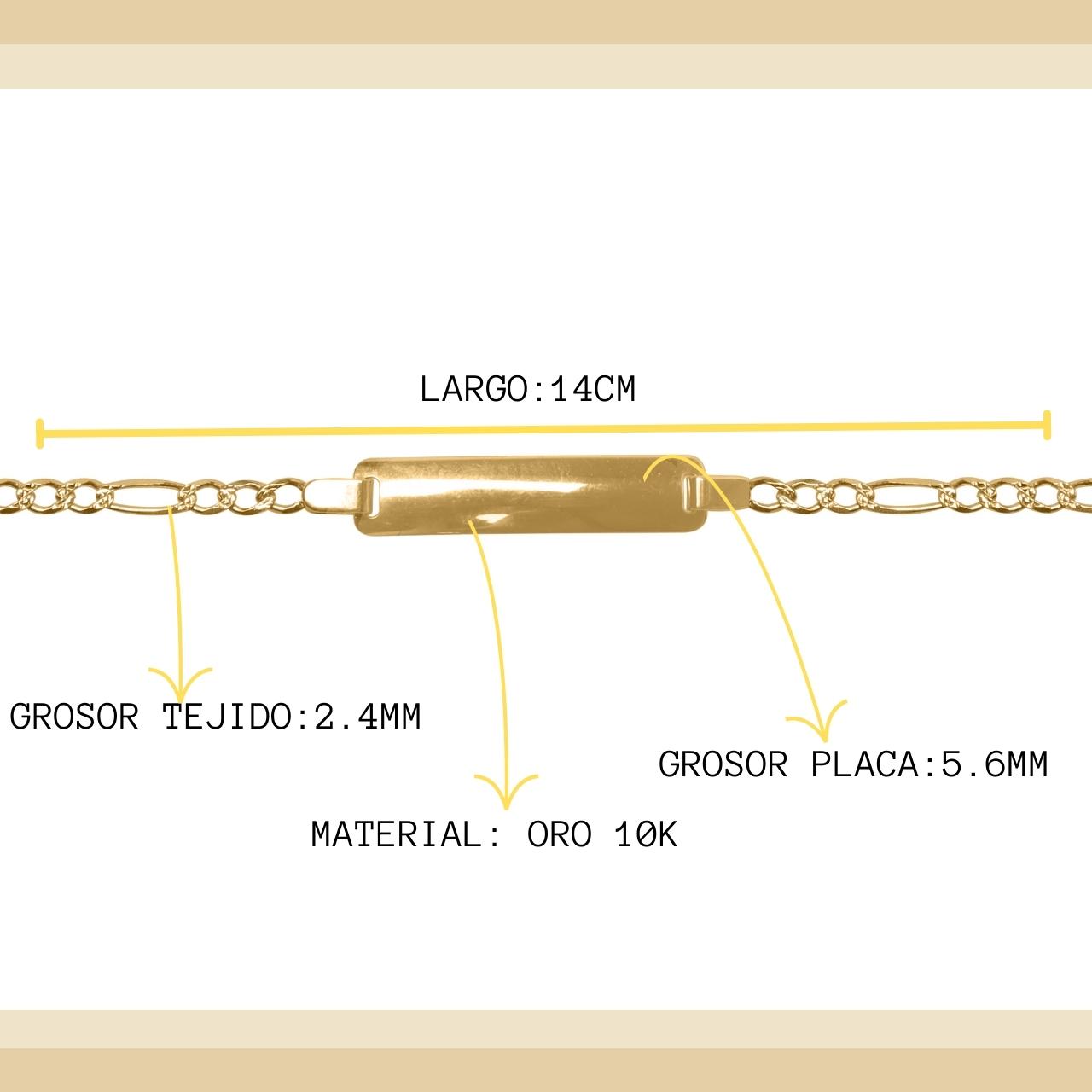 Pulsera Figaro Esclava Oro 10k Niño Italiano 14cm - 5.6mm.