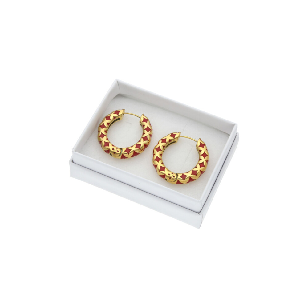 Arete Arracadas Rombo Estrella Rojo