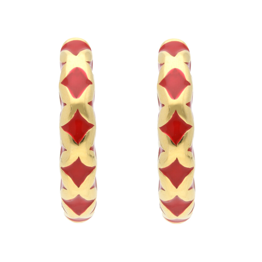 Arete Arracadas Rombo Estrella Rojo